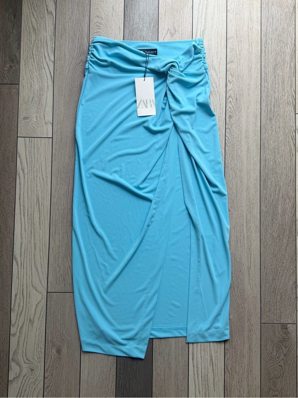 ZARA Turquoise Wrap-Front Midi Skirt new S